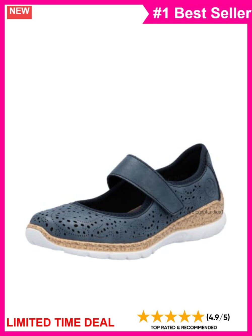 Mary Janes with Adjustable Strap and MemoSoft Insole and Wedge Heel